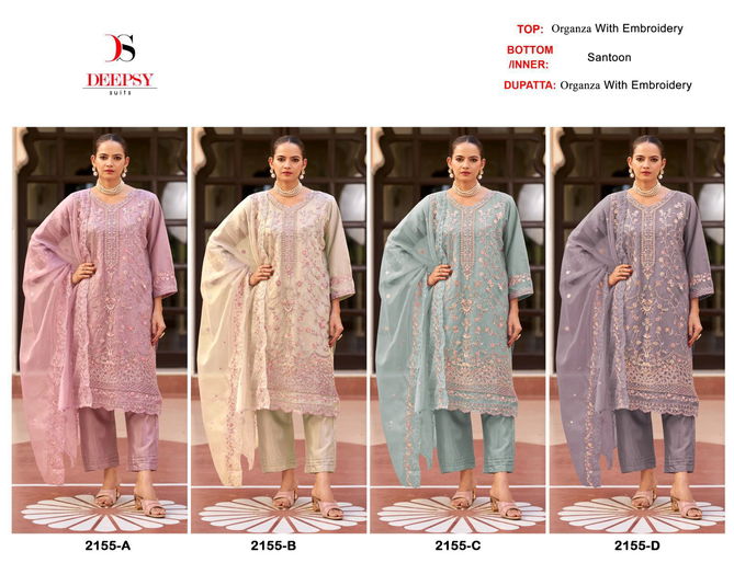 D 2155 A To D By Deepsy Organza Pakistani Suits Exporters In India